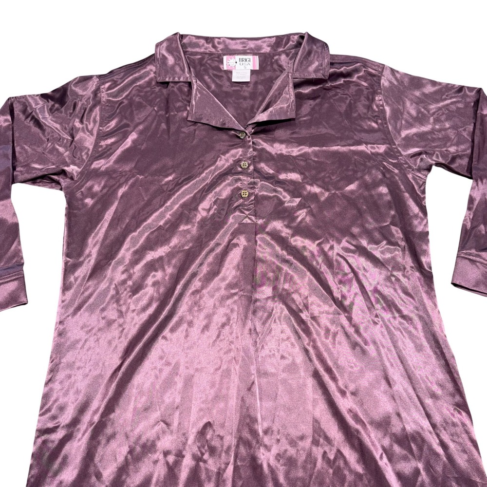 Satin Long Sleeve Nightgown Sleepwear Women S Purple‎ Brigi USA